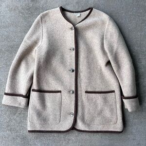 Vintage 90s LLbean 100% wool pea coat cottagecore brown tan coat jacket rare